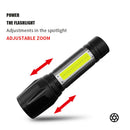 T6 COB LED Flashlight USB Rechargeable Telescopic Zoomable Torch Light