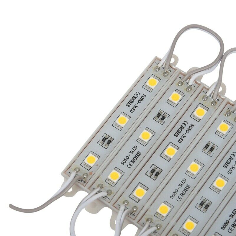 1*10pcs 5050 SMD 3 LED Module LED Strip String Light Waterproof DC 12V warm