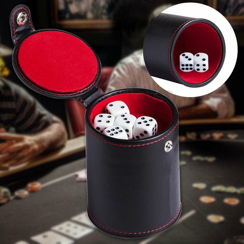 Dice Cup Set With Dices PU Leather Stable Sturdy Comfortable Party Games