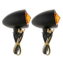 1 Pair Motorcycle Scooter Amber Turn Signals Indicator Lights 12V Black