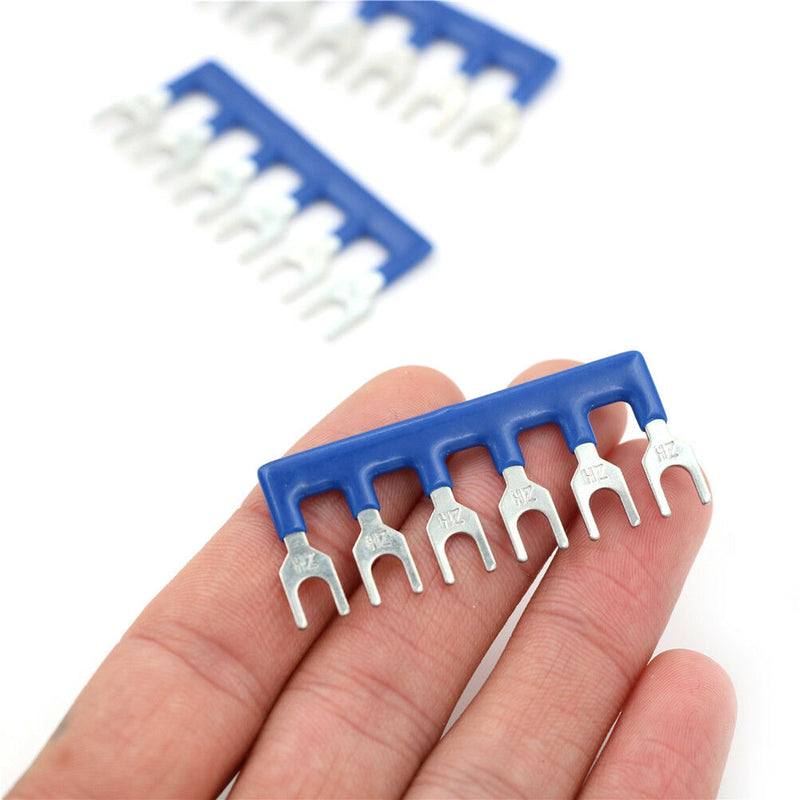 5Pcs TB-1506 15A 6 Postions Pre Insulated Terminal Barrier Strip Blue  FESE