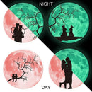 30Cm Wall Stickers Pink Couple Colorful Luminous Lunar Moon Earth Wall Stic