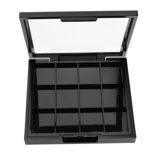 12 Slots Plastic Empty Eyeshadow Makeup Palette with Clear Lid for Concealer