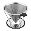 Pour over Coffee Dripper, Stainless Steel Coffee Filters Cone with Stand Re