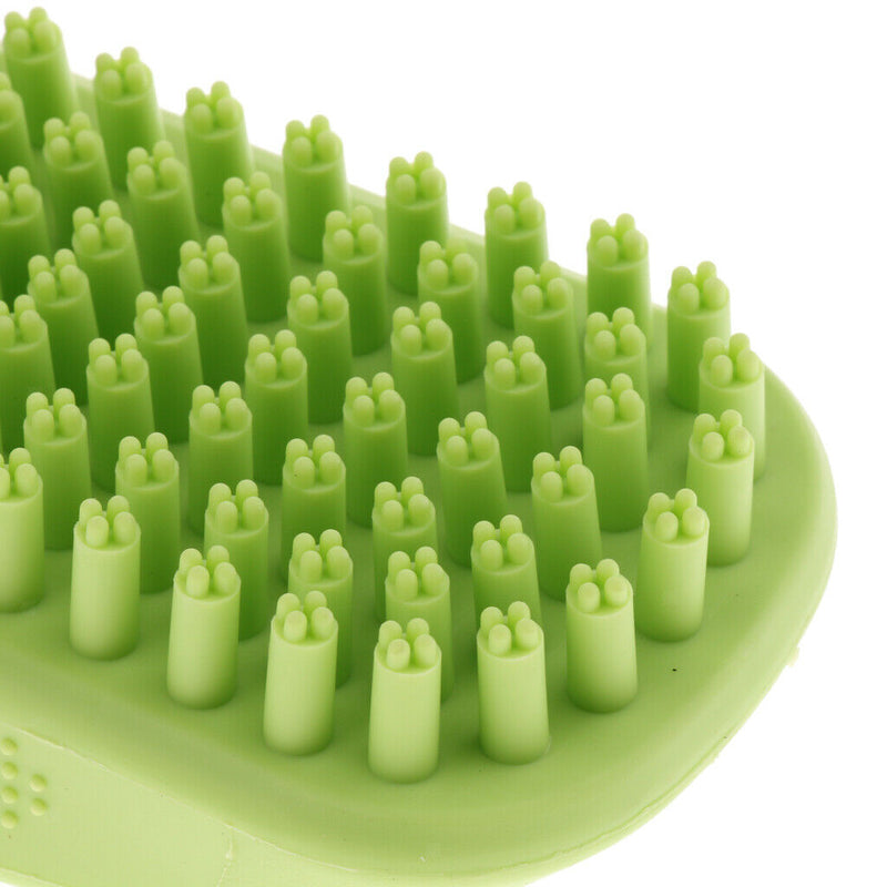 Pet Dog Puppy Bath Grooming Rubber Comfortable Hair Massage Brush Green