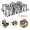 6X Stainless Steel Magnetic Spice Rack Herb Pot Jar Kitchen Storage Holder Stand