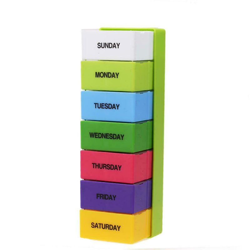 Plastic Portable Pill Box Weekly 7 Days Colorful Holder 28 Slot Medicine A