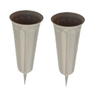 2Pcs Duck Brand Green Plastic Cemetery Memorial Grave Flute Flower Vases