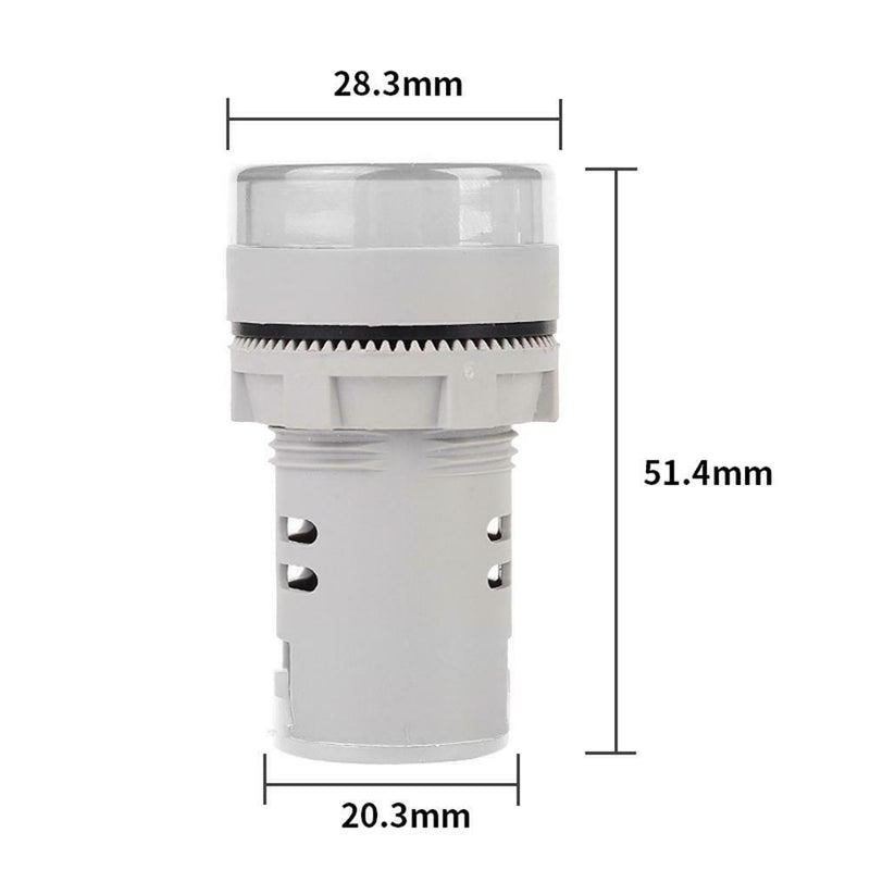 6-100V DC Digital Voltmeter Indicator LED Lamp Round Signal Light (White)