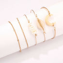 5 Pieces / Set Of Bracelets Shell Gravel Beaded Moon Bracelet Ladies Alloy