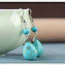 5X(Retro Simple Drops Natural Stone Turquoise Earrings Featured Texture St F5E2)