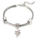 2Pcs/Set Mother Daughter  Heart Bangle Bracelet Charm Family Jewelry Gift BX