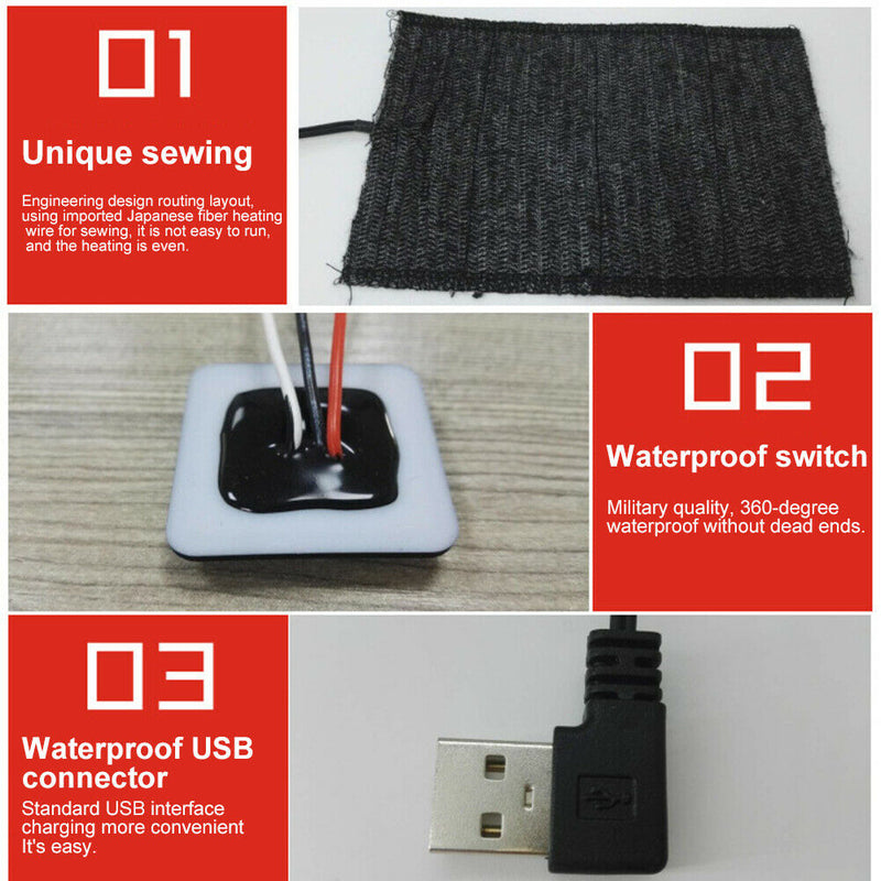 Winter Sports Heating Pads Carbon Fiber Multifunction Hiking Jacket USB Charging