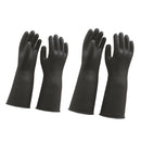 2 Pairs Arm Length Latex Rubber Gloves Textured Grip Black - 55cm/60cm