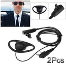 2Pcs D-Shape 2 Pin Earpiece Headset MIC PTT for Baofeng Kenwood TYT Radios