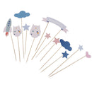 72pcs Happy Birthday Cake Banner Flag Baby Girl Baby Shower Cake Food Picks