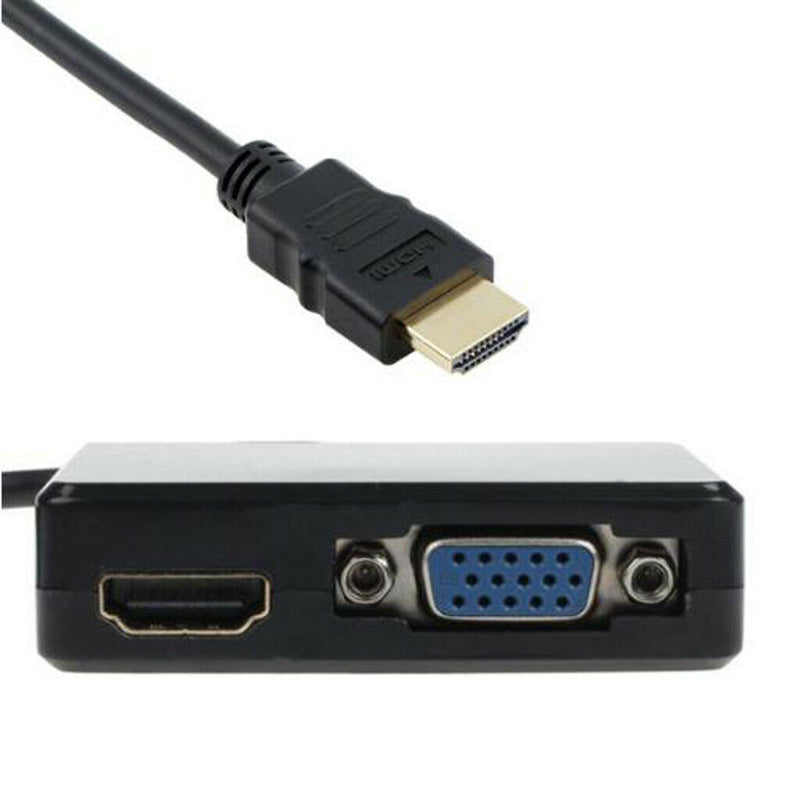 1080P HDMI Male To VGA & HDMI Splitter Converter Cable For TV AV PC Monitor
