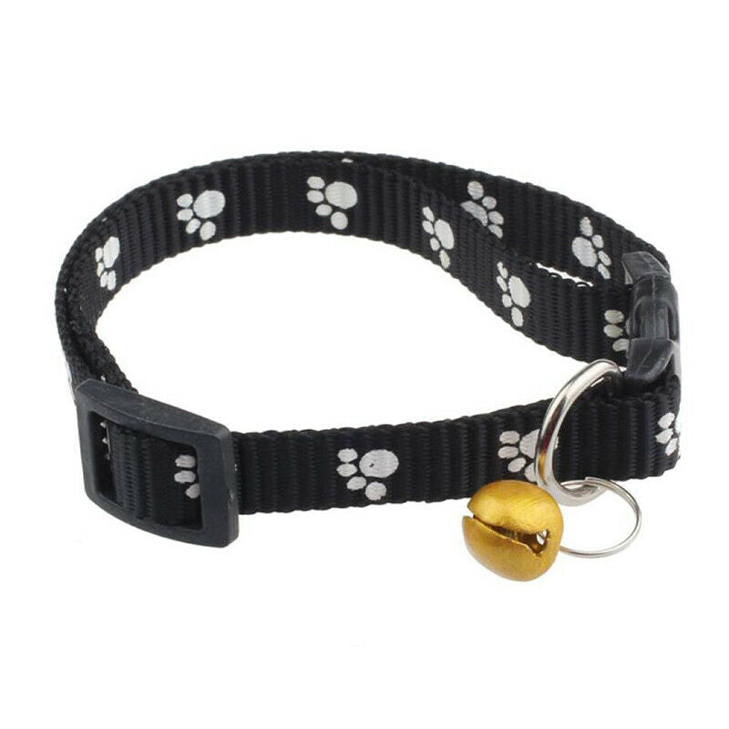 Adjustable neckband dog puppies dog collar with bells, black