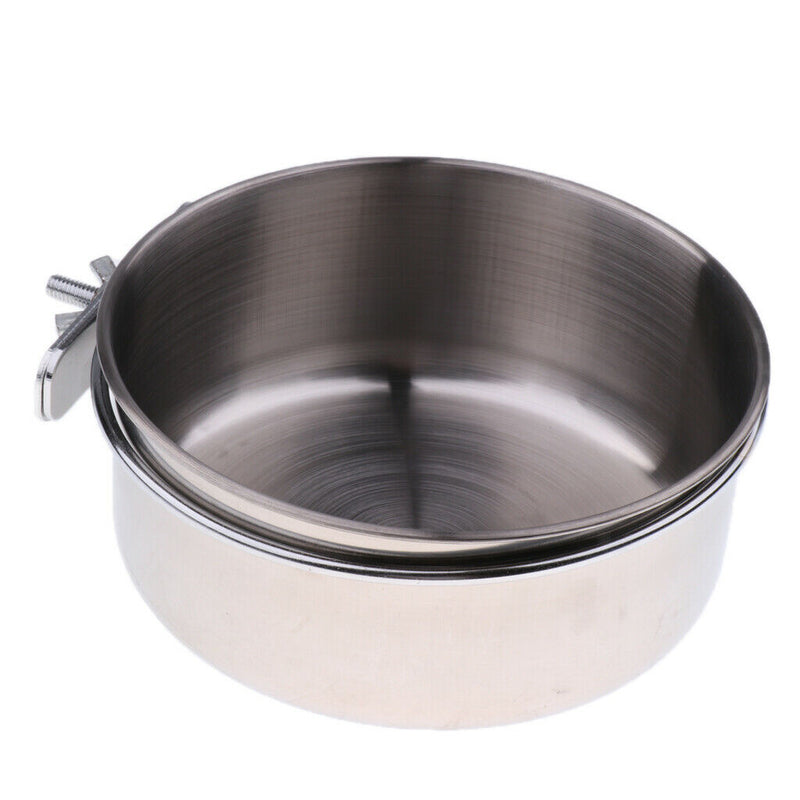 Set of 2, Pet Food Feeder Water Drinker Stainless Steel Coop Cup Hook on For