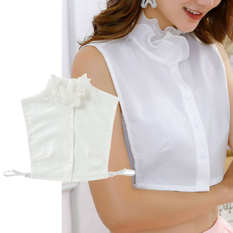 Lady False Collar Cuff Set Stand Ruffles Half Shirt Detachable False Faux Collar