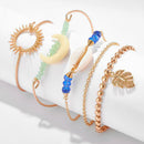 5pcs Retro Shell Flower Bracelet Slice Bangles Women Jewelry Gift (Style 6) A