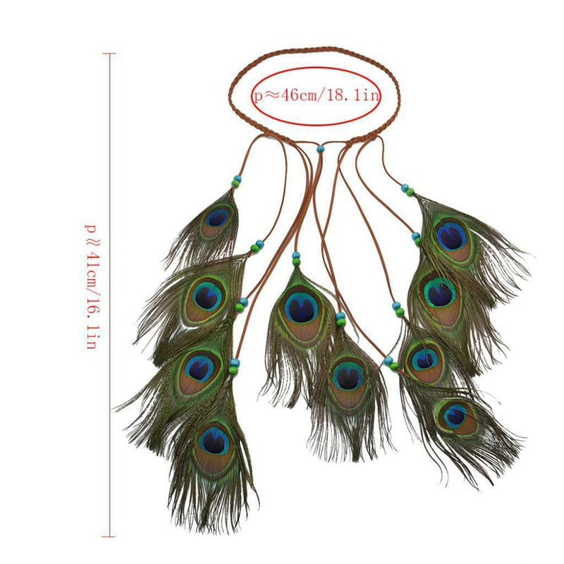 Peacock Boho Headband Feather Headpiece Peacock Costume Ethnic Wedding Women