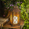 Solar Powered Lamp Candle Hanging Lantern Outdoor Patio Garden Light Iron