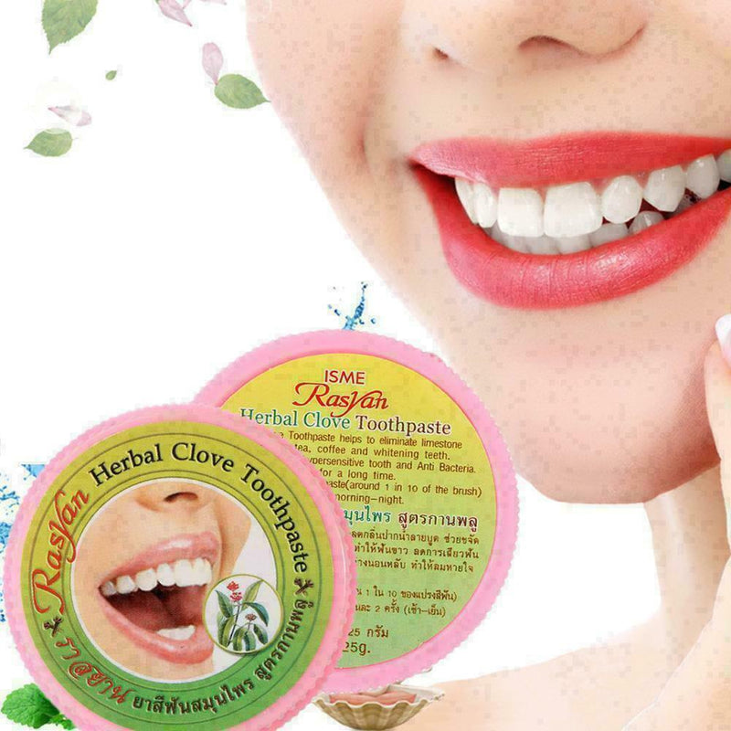 25g ISME Rasyan Herbal Clove Toothpaste - Teeth Whitening, neu Antibacteria F4V7