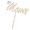 Wooden Love Hearts MOM Design Cake Toppers Sticks for Mother's Day Gifts