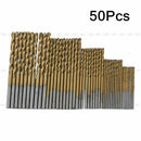 50x 1/1.5/2/2.5/3mm HSS High Speed Steel Drill Bit Set Tools TitaniumCoated New