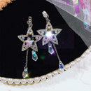Elegant Star Dangle Earrings Women Rhinestone Ear Drop Pendant Wedding Jewelry