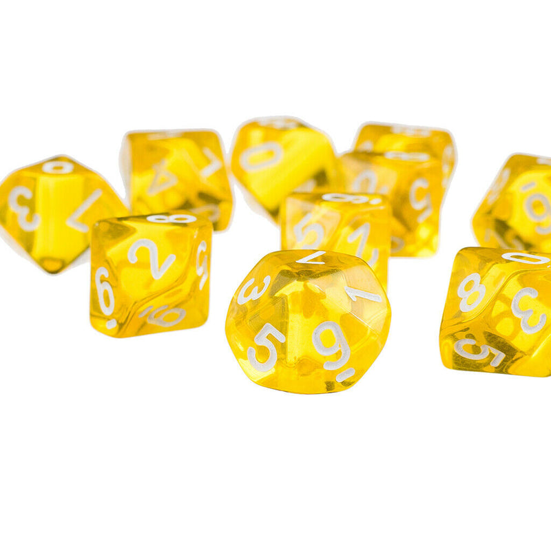 20 Pieces Clear D10 Dice 10 Sided Dice for D&D RPG MTG Accessories Purple&Yellow