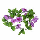Artificial Purple Rose Leaf Vines Garland Plants Home Decoration Garden W9Y6