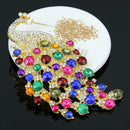 Large Size Peacock Brooch Colorful Crystal Women Wedding Party Jewelry Gift A