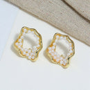 Fashion Geometric Earrings Trendy Imitation Pearls Stud Earrings Alloy Vint