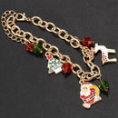 Golden Bracelet Santa Claus Pendant Chain Bracelet Womens Girls Party Weddi