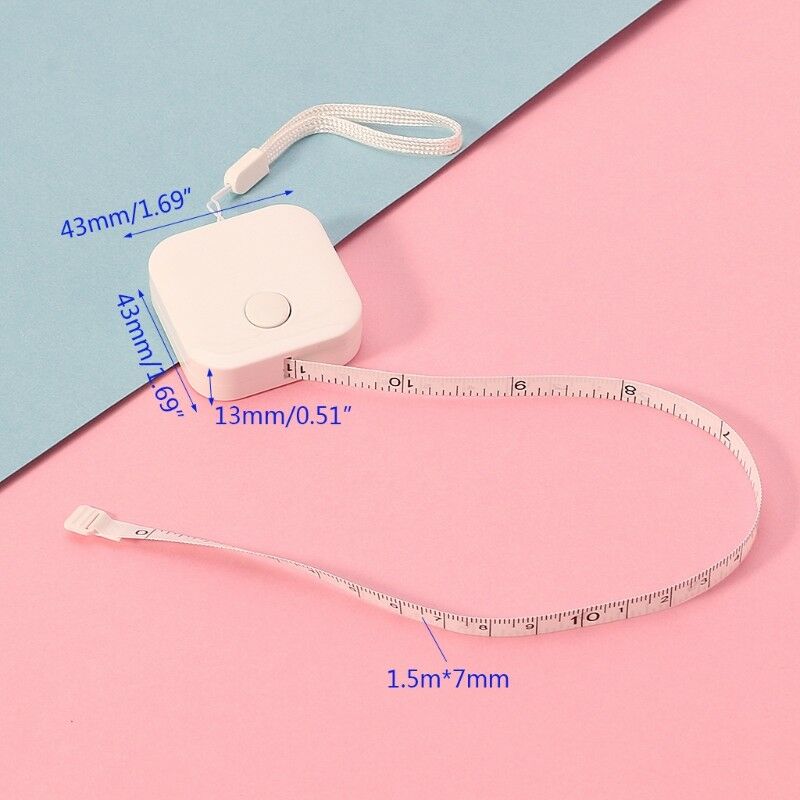 1.5m*7mm Candy Color Small Plastic Retractable Tape Measure School Office Supply