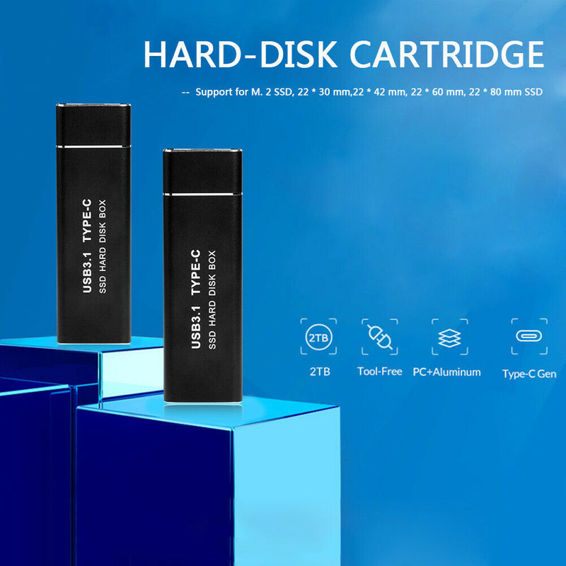 USB Type C M.2 SSD Case Box (USB-C To USB-A Cable+USB-C To USB-C Cable)
