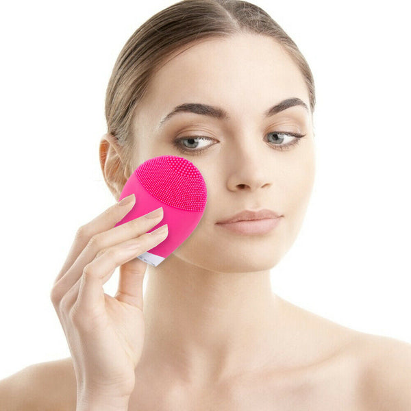 Silicone Facial Cleansing Brush Pore Removal Electric Body Massager (Red)