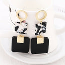 Marble Effect Acrylic Earrings For Women Alloy Geometric Earrings Drop Dang