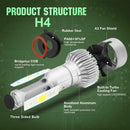1 Pair H4 LED 72W 6500K 8000LM S4 Car Headlight Hi/Lo Beam Bulbs Waterproof