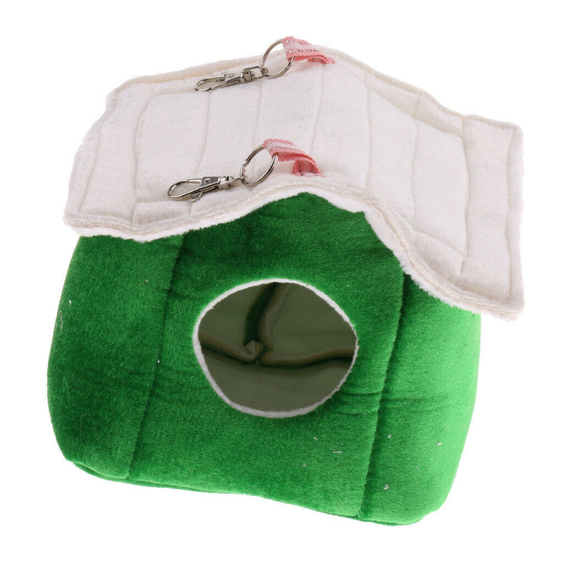 Winter Warm Bird Nest House Parrot Shed Hut Hanging Hammock Finch Cage Green