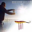 Plastic 25g Wood Shrimp Squid Hook Fishing Lure Hard Baits for Outdoor Tool