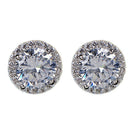 1Pair Crystal Women's Nice Zircon Inlaid Ear Stud Platinum Plated Earrings TR
