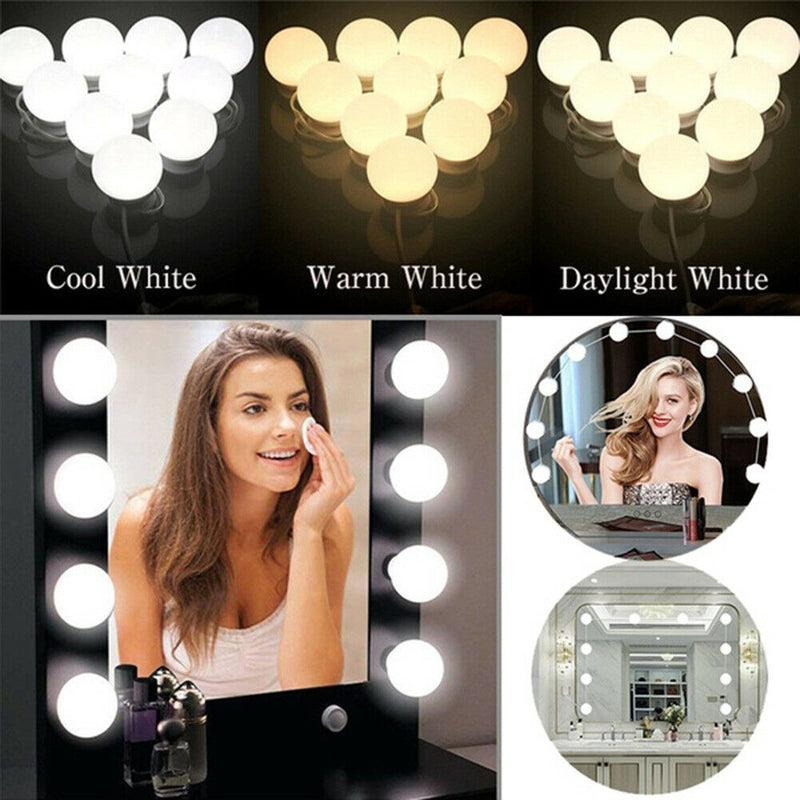 2pcs LED Makeup Mirror Light Bulb Kit Dimmable USB Hollywood Table Lights A