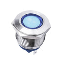 IP67 12V 19mm Waterproof LED Panel Warning Indicator Light Lamp~Flat Head