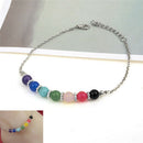 New Jewelry Seven Chakra Seven Colors Crystal Agate Jade Bead Metal Anklet BX