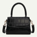 Alligator Pattern Shoulder Handbags PU Leather Women Crossbody Bags (Black)
