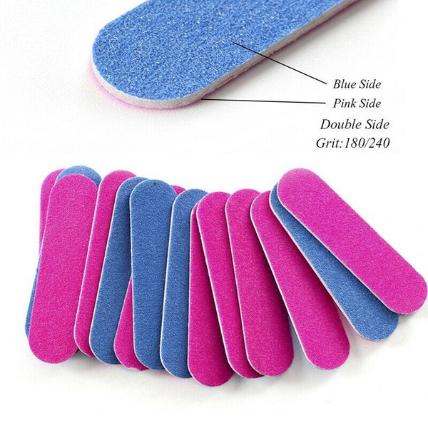100Pcs Nail Files Double Color Wooden Mini Buffer Sanding 180/240 Disposabl P9G6