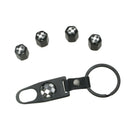 New Car Truck Bike 4 Pcs Metal Tire Wheel Stem Air Caps + Keychain Wrench